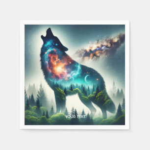 Servilleta De Papel Fantasy Cute Wolf Forest Space