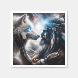 Servilleta De Papel Fantasy Cute Wolf Tribal Man