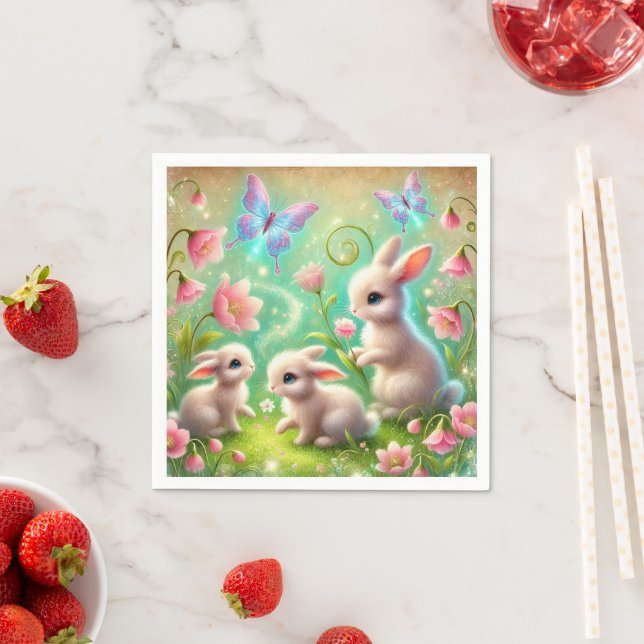 Servilleta De Papel Fantasy Spring Bunny Garden (In situ)
