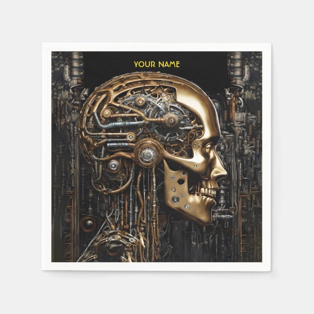 Servilleta De Papel Fantasy Steampunk Cyborg Brain (Anverso)