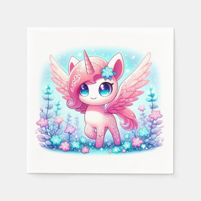 Servilleta De Papel Fantasy Unicorn Baby Shower (Anverso)