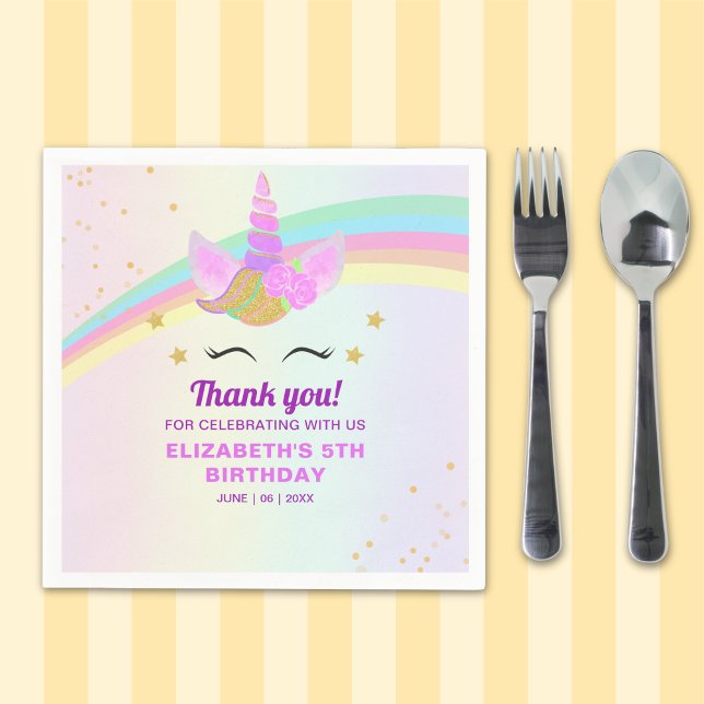 Servilleta De Papel Fantasy Unicorn Birthday Girl Party (Subido por el creador)