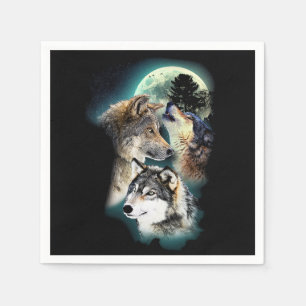 Servilleta De Papel Fantasy Wolf Moon Mountain