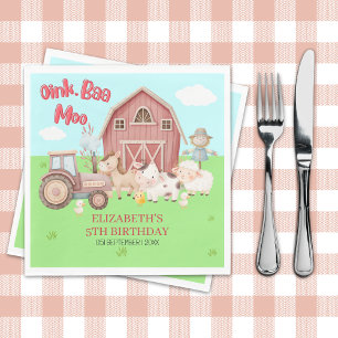 Servilleta De Papel Farm Animal Birthday – Barnyard Girl Party