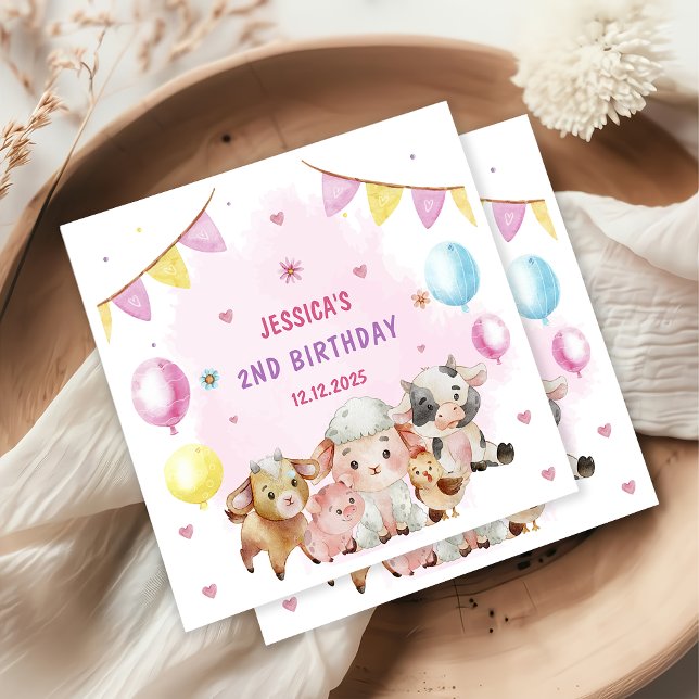 Servilleta De Papel Farm Animals Barnyard Balloon Birthday Party (Subido por el creador)