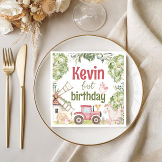 Servilleta De Papel Farm Animals Birthday Party Napkins