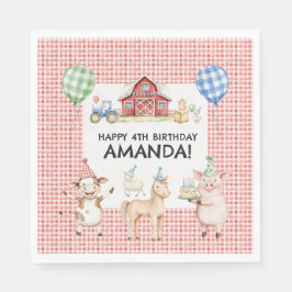 Servilleta De Papel Farm Animals Kids Birthday Party Napkins