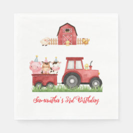 Servilleta De Papel Farm Animals Red Boy Barnyard Birthday Party