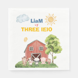 Servilleta De Papel Farm Three I-E-I-O 3rd Birthday 