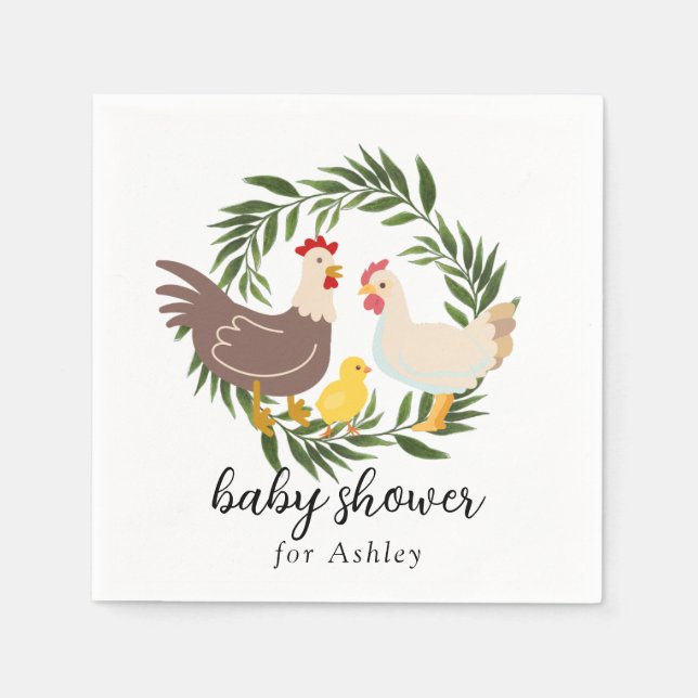 Servilleta De Papel Farmhouse Chick Baby Shower (Anverso)