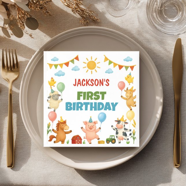 Servilleta De Papel Farmyard Animals Birthday Party Napkins (Subido por el creador)