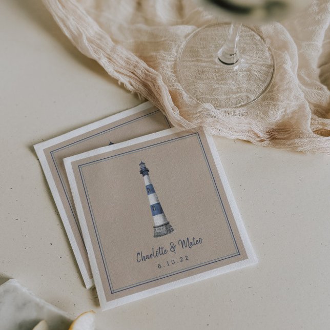 Servilleta De Papel Faro blanco azul Kraft Boda Papel Napkin (Subido por el creador)