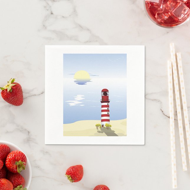 Servilleta De Papel Faro Costero Rojo y Blanco (Subido por el creador)