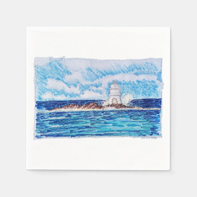Servilleta De Papel Faro en Azul (Anverso)