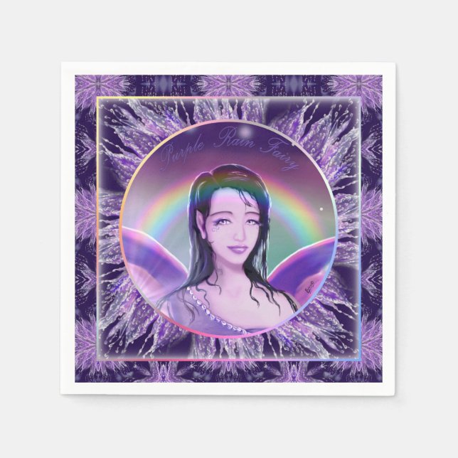 Servilleta De Papel Faro morado de lluvia (Anverso)