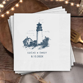 Servilleta De Papel Faro Náutico Marítimo Boda Azul oscuro