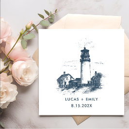 Servilleta De Papel Faro Náutico Marítimo Boda Azul oscuro