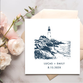 Servilleta De Papel Faro Náutico Marítimo Boda Azul oscuro