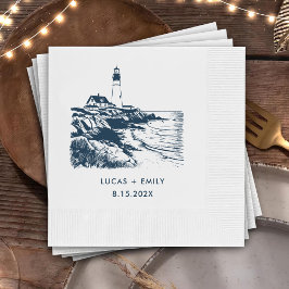 Servilleta De Papel Faro Náutico Marítimo Boda Azul oscuro
