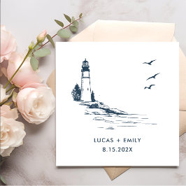 Servilleta De Papel Faro Náutico Marítimo Boda Azul oscuro