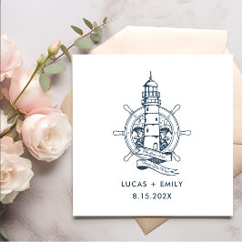 Servilleta De Papel Faro Náutico Marítimo Boda Azul oscuro