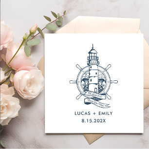 Servilleta De Papel Faro Náutico Marítimo Boda Azul oscuro