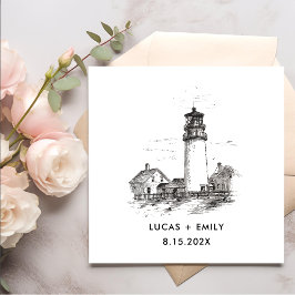 Servilleta De Papel Faro Náutico Marítimo Boda negro oscuro