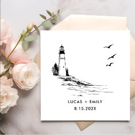Servilleta De Papel Faro Náutico Marítimo Boda negro oscuro
