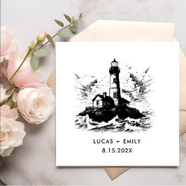 Servilleta De Papel Faro Náutico Marítimo Boda negro oscuro