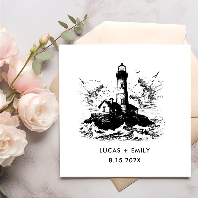 Servilleta De Papel Faro Náutico Marítimo Boda negro oscuro (Subido por el creador)