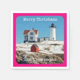 Servilleta De Papel Faro nubble Merry Christmas Family