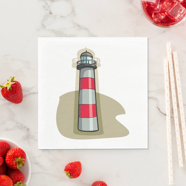 Servilleta De Papel Faro Rojo y Blanco Náutico Costero (Subido por el creador)