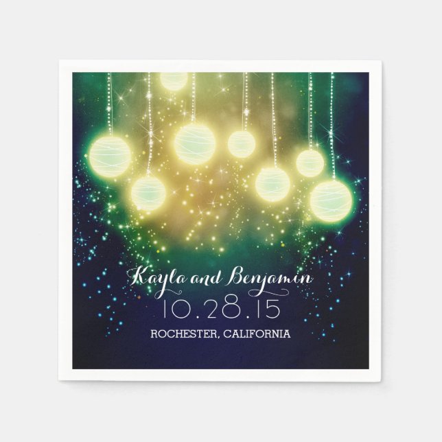 Servilleta De Papel Faros de Boda azul verde azulado (Anverso)