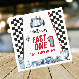 Servilleta De Papel Fast One 1st birthday Boy Racing Car 
