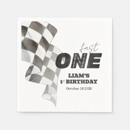 Servilleta De Papel Fast ONE Birthday Race Flag 1st Birthday Theme