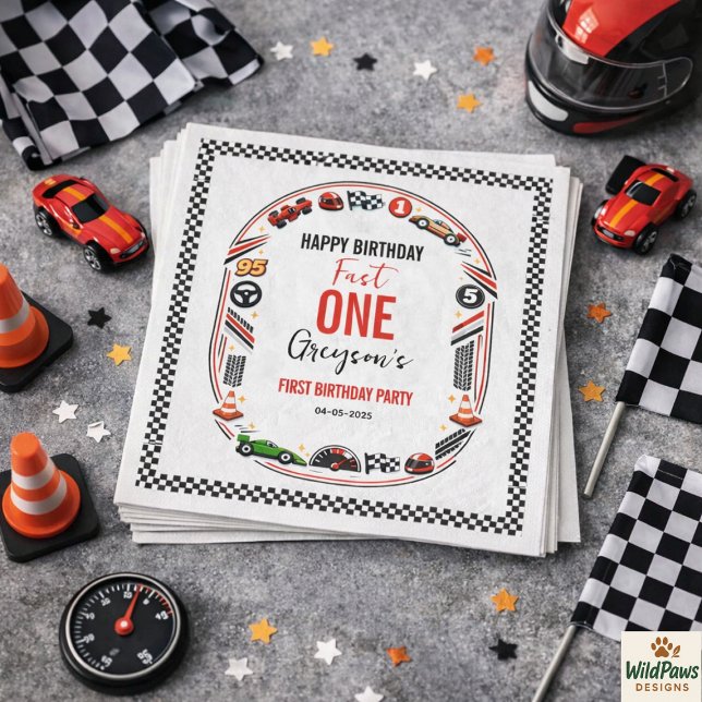 Servilleta De Papel Fast One Race Car Boy 1st Birthday Party (Fast One Race Car Boy 1st Birthday Party Napkins
)