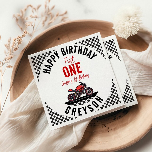 Servilleta De Papel Fast One Race Motorcycle 1st Birthday Party (Subido por el creador)