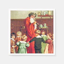 Servilleta De Papel Father Christmas Blowing The Horn