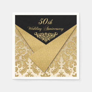 Servilleta De Papel FAUX Flaps Damask 50th Boda Aniversario Napkins