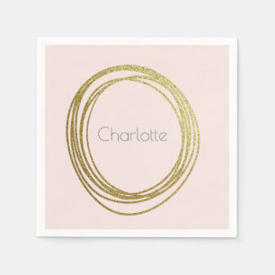 Servilleta De Papel Faux Gold Abstract Circle Design con nombre