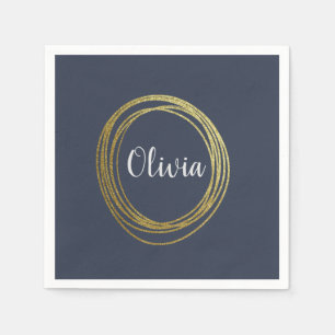 Servilleta De Papel Faux Gold Abstract Circle Design con nombre