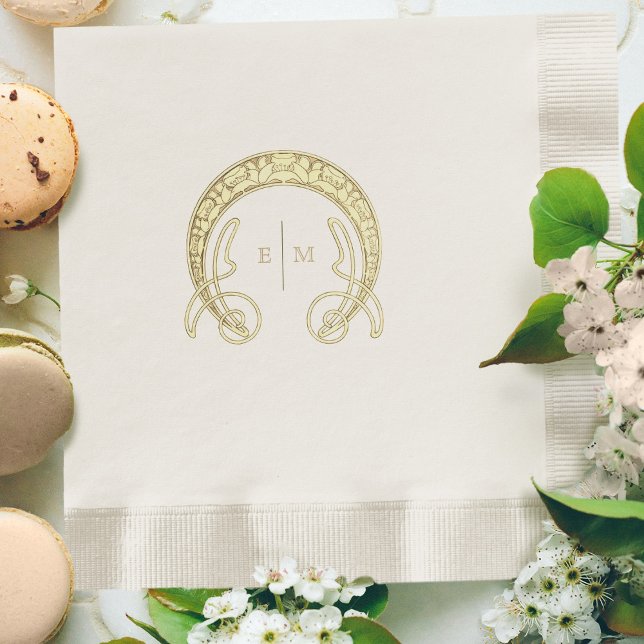 Servilleta De Papel Faux Gold Art Nouveau Mucha Monograma Tabla inicia (Subido por el creador)