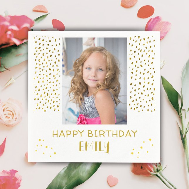 Servilleta De Papel Faux Purpurina de oro Chica de niños cumpleaños (Subido por el creador)