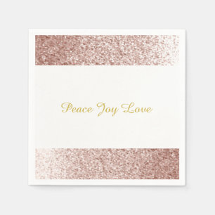 Servilleta De Papel Faux Purpurina Rosa Gold Peace Joy Love