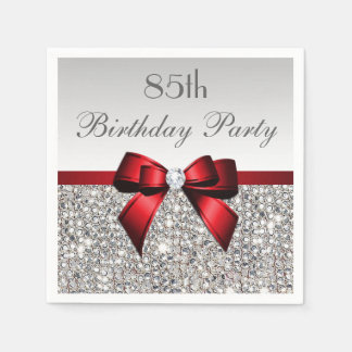 Servilleta De Papel Faux Red Bow Sequins Diamond Any Age Birday