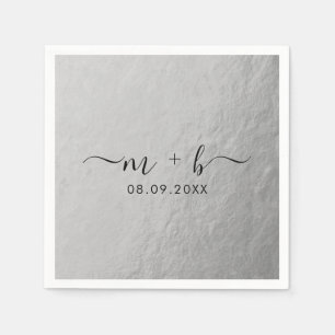 Servilleta De Papel Faux Relieve metalizado plateado Boda Napkins