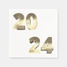 Faux Silver Gold Feliz Año Nuevo 2024