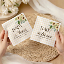 Favor de bebé en flor de girasol de gingham de oto
