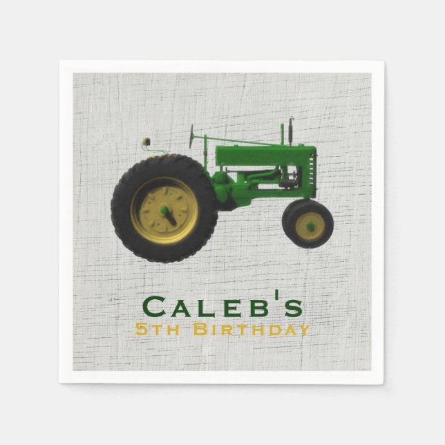 Servilleta De Papel Favor de cumpleaños personalizado de tractor de co (Anverso)