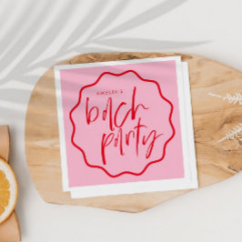 Servilleta De Papel Favor de despedida de soltera rojo y rosa con marc